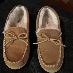 My Slippers by My Pillow Chestnut Suede Leather Moccasins